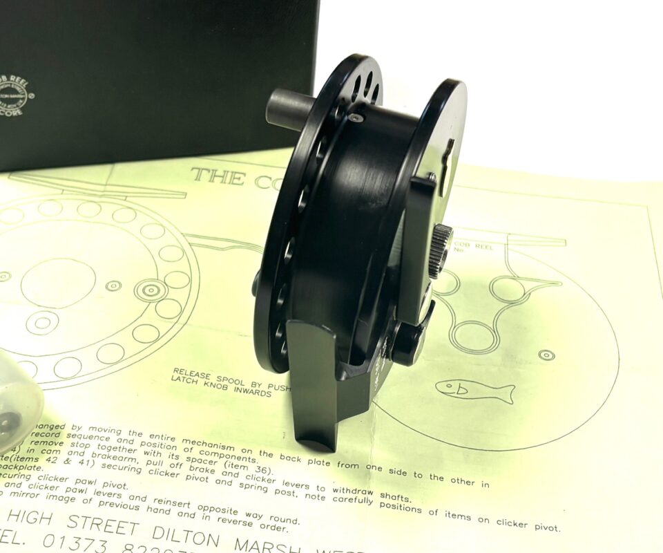 The Cob by Core products of Westbury, Wiltshire 4″ Centrepin reel, mint with box