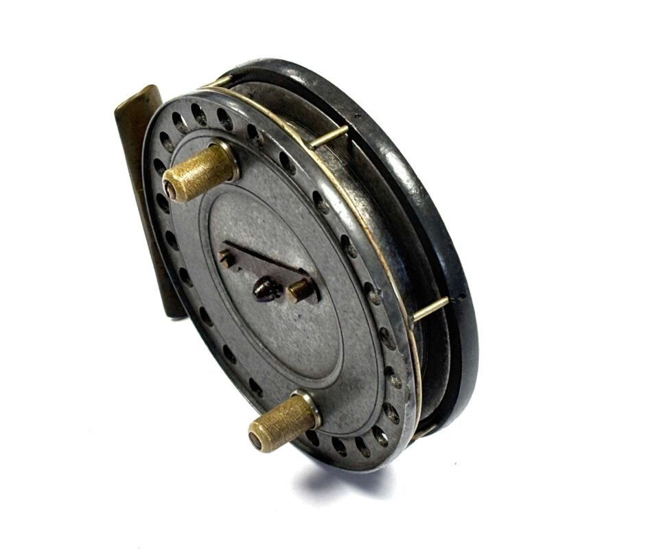 Alternative view of HOMER 'Flick Em' 4 1/8” alloy trotting reel early model