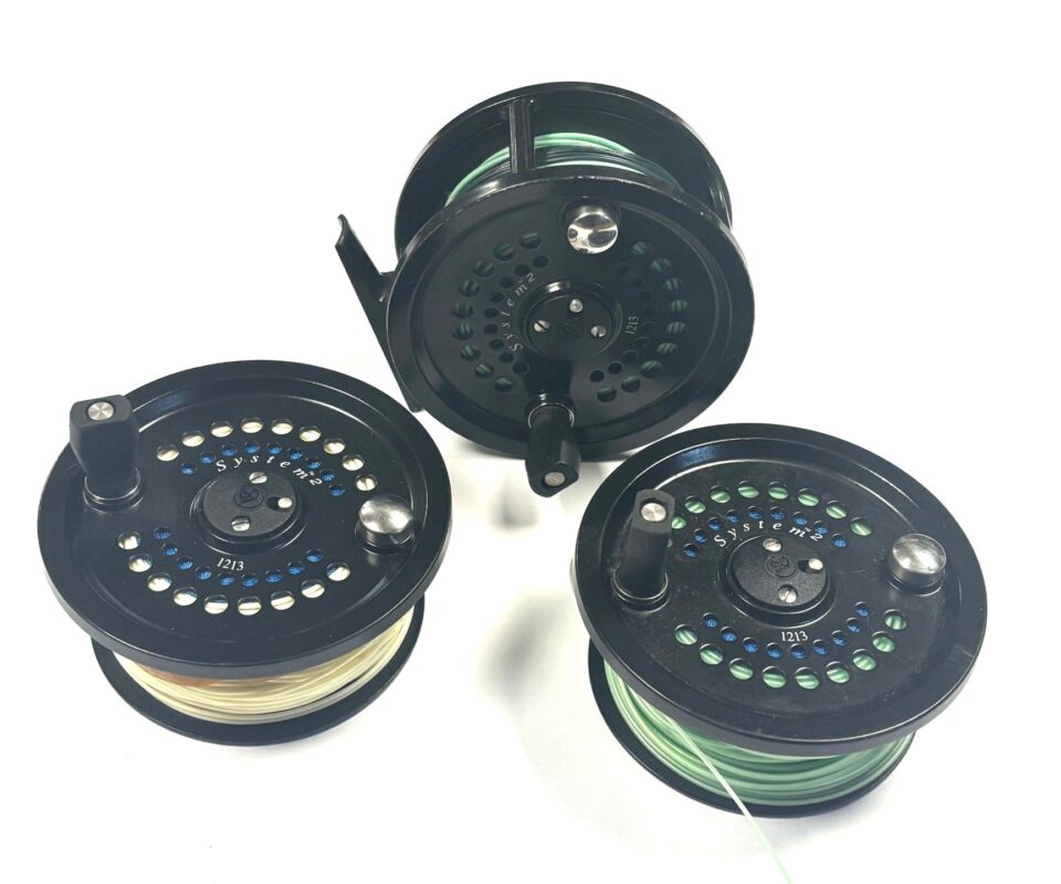 System Two 1213 made in England fly reel with two spare spools