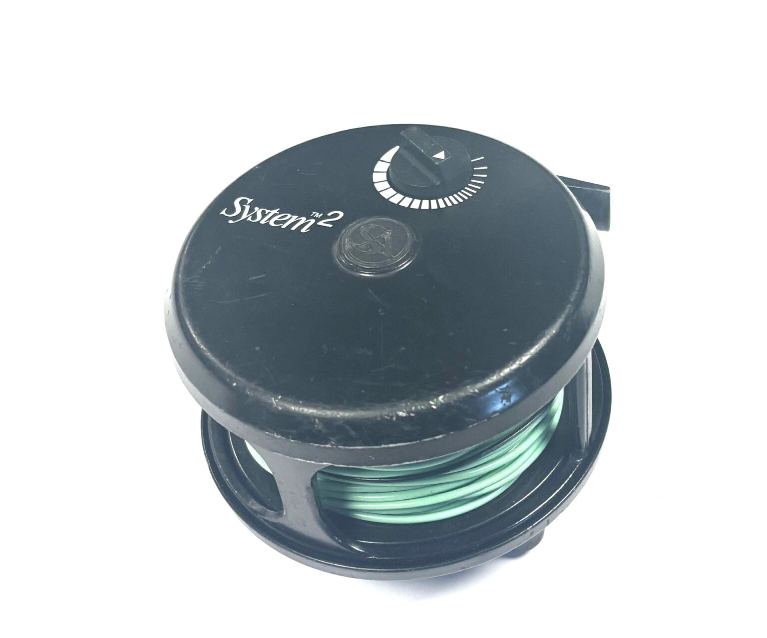 Alternative view of System Two 1213 made in England fly reel with two spare spools