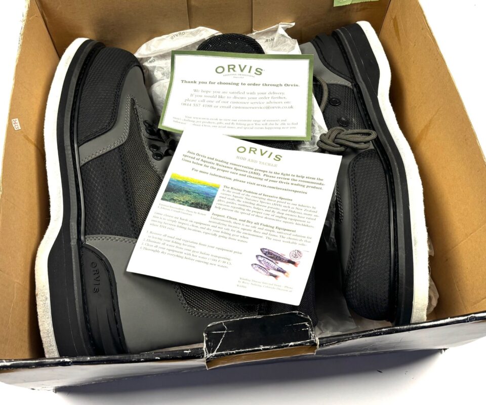 ORVIS EASY ON SIDE ZIP BROGUE FELT SOLE BOOTS 13