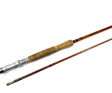 Alternative view of Sharpes Scottie 9'6" impregnated split cane trout fly rod line #6 with bag