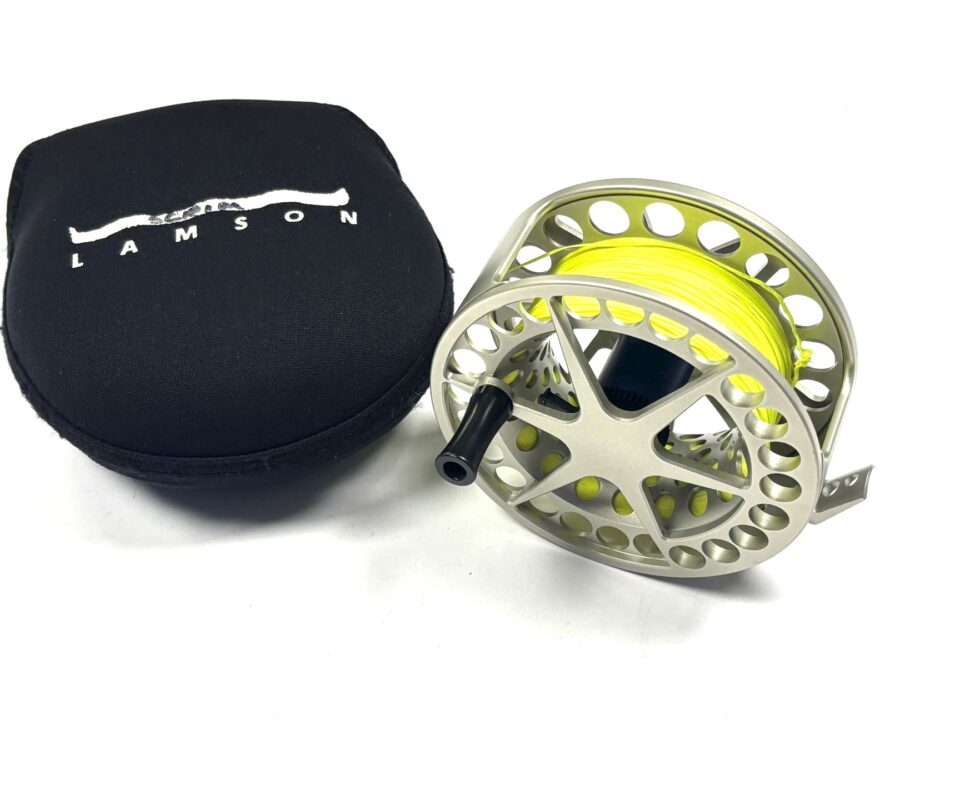Lamson Litespeed 4.5 Hard Alox salmon fly reel with black neoprene pouch