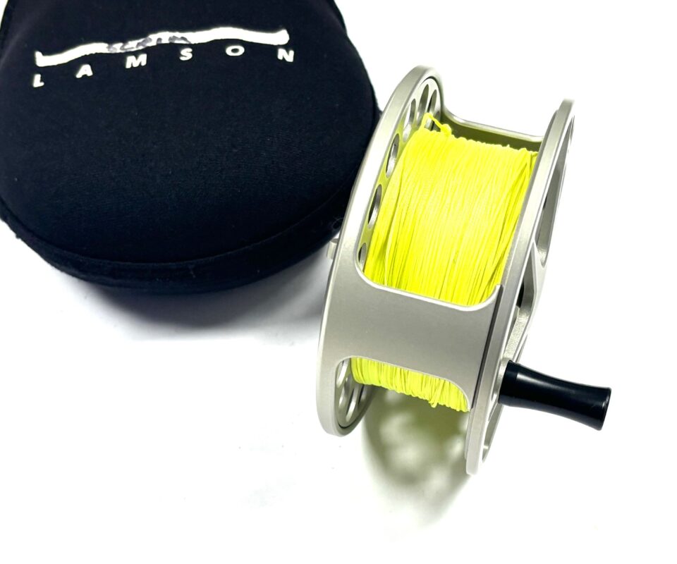 Lamson Litespeed 4.5 Hard Alox salmon fly reel with black neoprene pouch