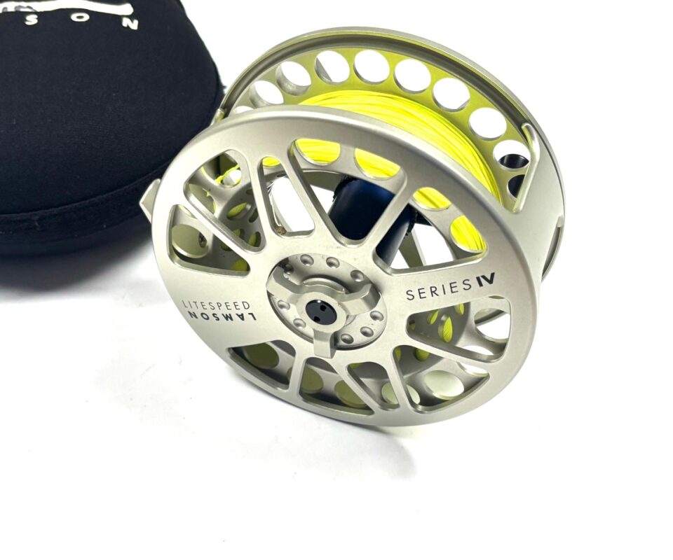 Lamson Litespeed 4.5 Hard Alox salmon fly reel with black neoprene pouch