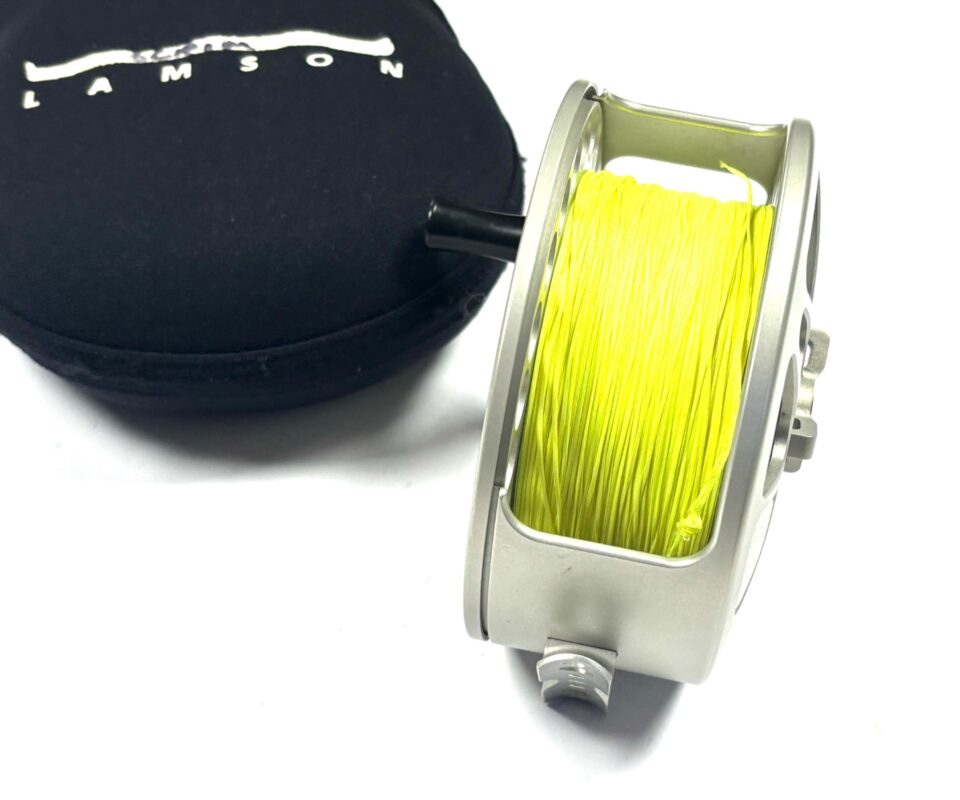 Lamson Litespeed 4.5 Hard Alox salmon fly reel with black neoprene pouch
