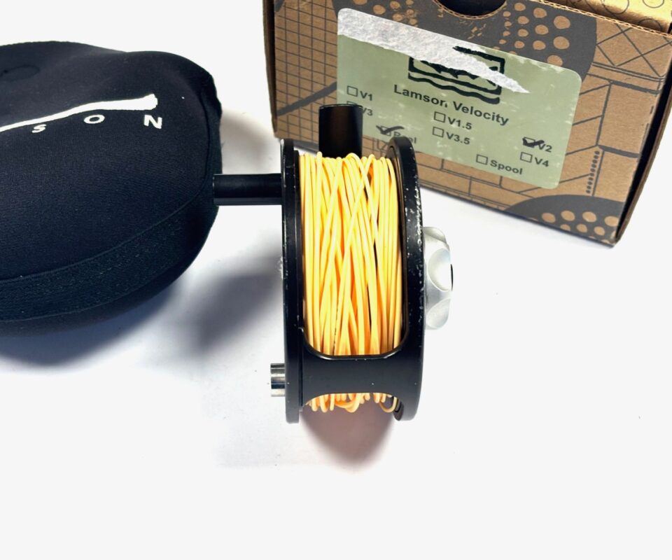 Lamson Velocity V2 large arbor trout fly reel with case and box