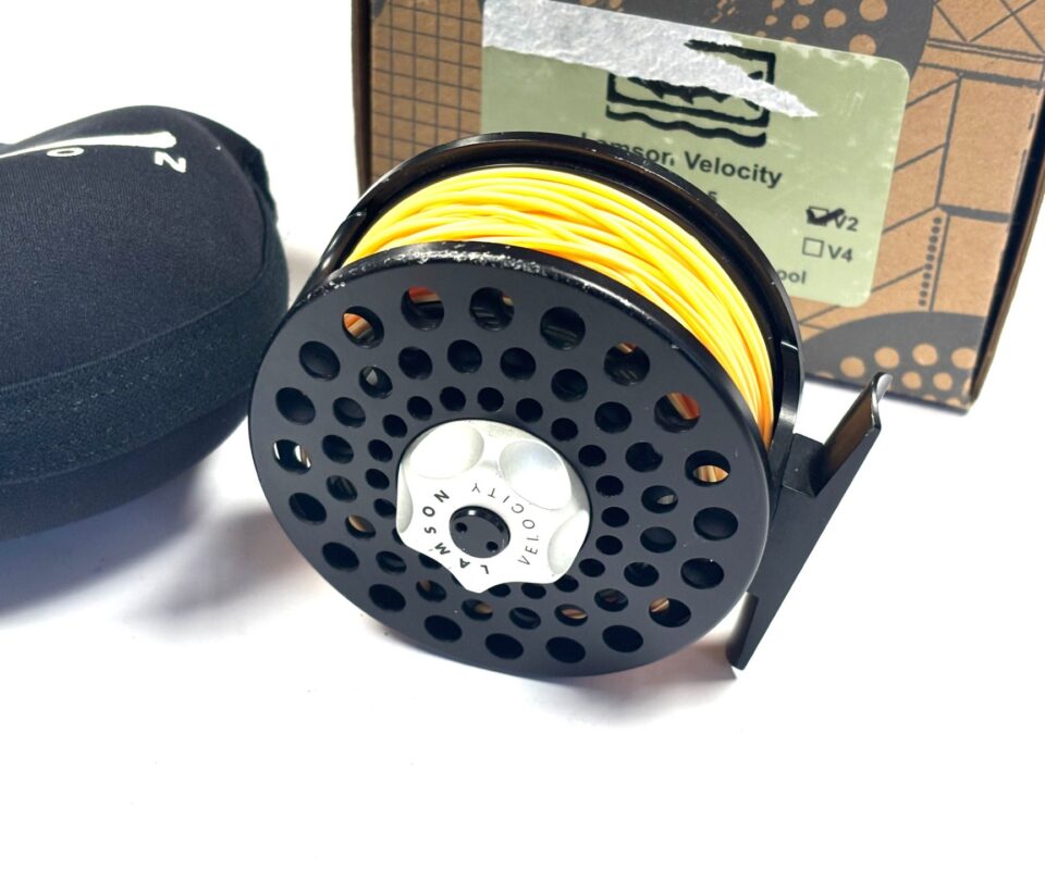 Lamson Velocity V2 large arbor trout fly reel with case and box