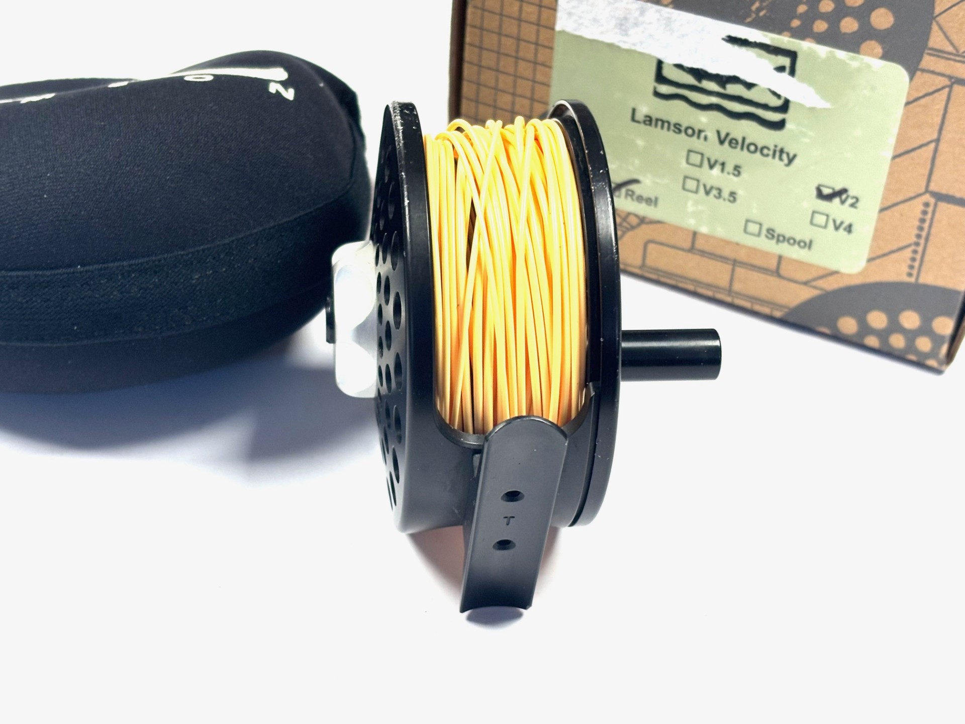 Lamson Velocity V2 large arbor trout fly reel with case and box