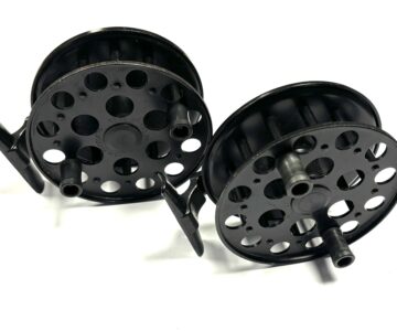 A pair of Lewtham Products Leeds alloy centrepin trotting reels,