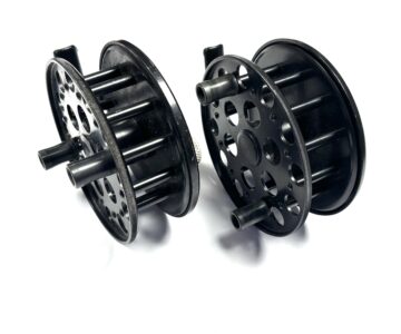 Alternative view of A pair of Lewtham Products Leeds alloy centrepin trotting reels,