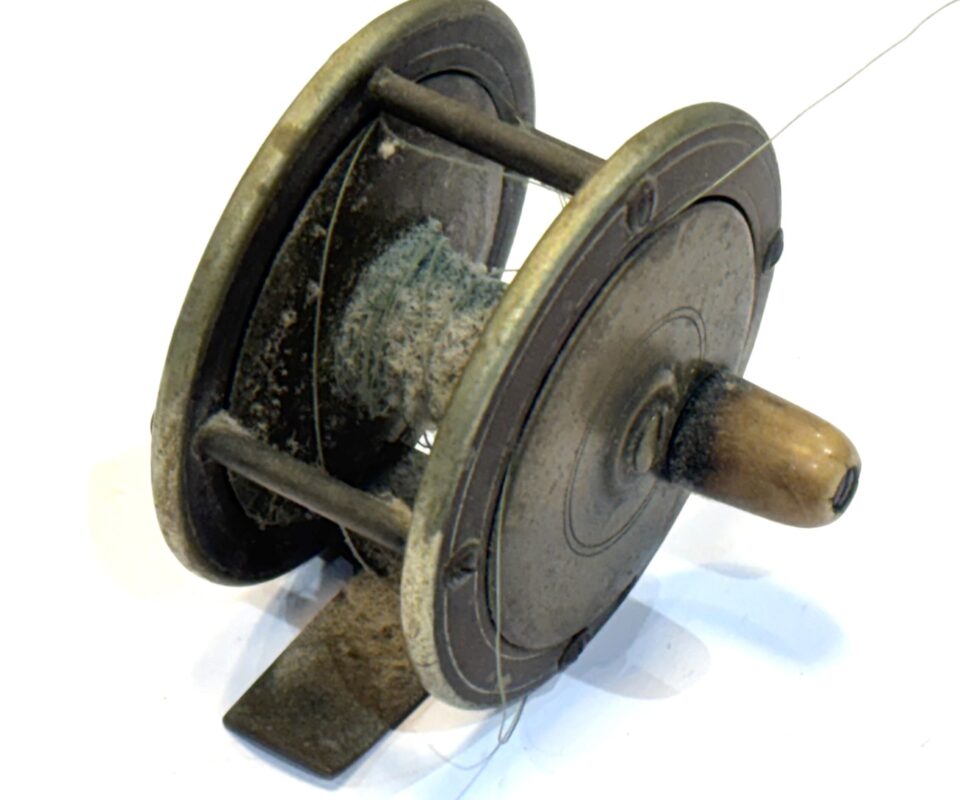 Alternative view of Vintage Brass & Ebonite Fly Reel 2.75”
