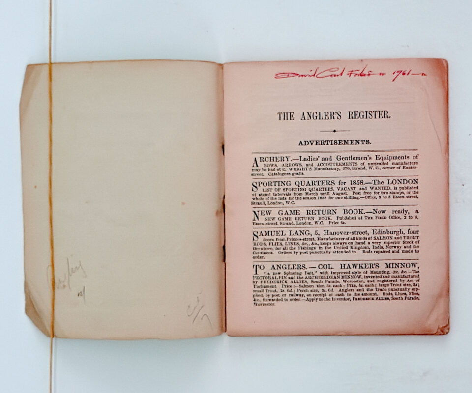 Alternative view of The Angler’s Register – Francis Francis – Signed