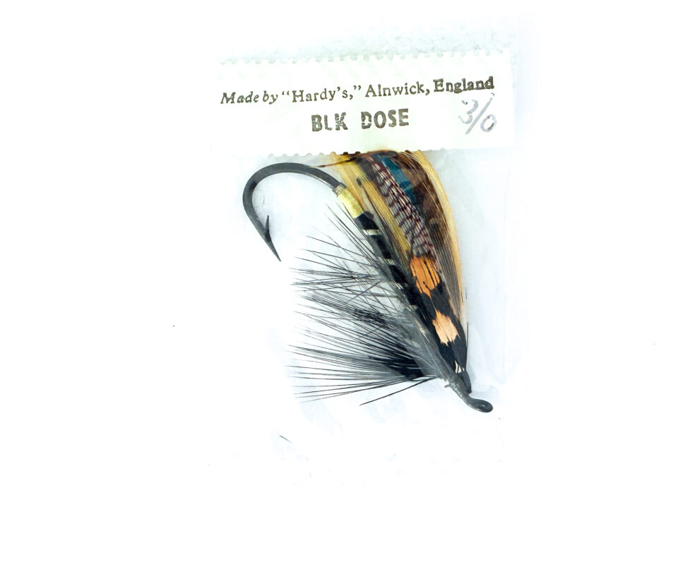 Hardy of Alnwick, Black Dose, Fully Dressed Salmon Fly 3/0 (Unused, In Original Sealed Packet, c.1960s)