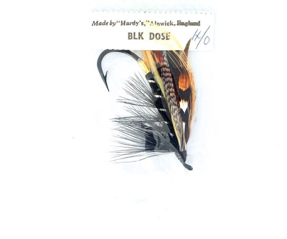Hardy of Alnwick, Black Dose, Fully Dressed Salmon Fly 4/0 (Unused, In Original Sealed Packet, c.1960s)