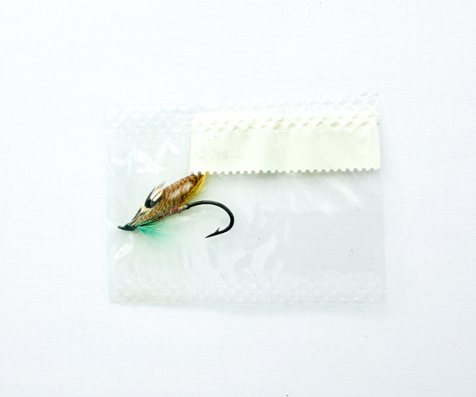 Alternative view of Hardy of Alnwick Logie (LW) Fully Dressed Salmon Fly 6 (Unused, In Original Sealed Packet, c.1960s)