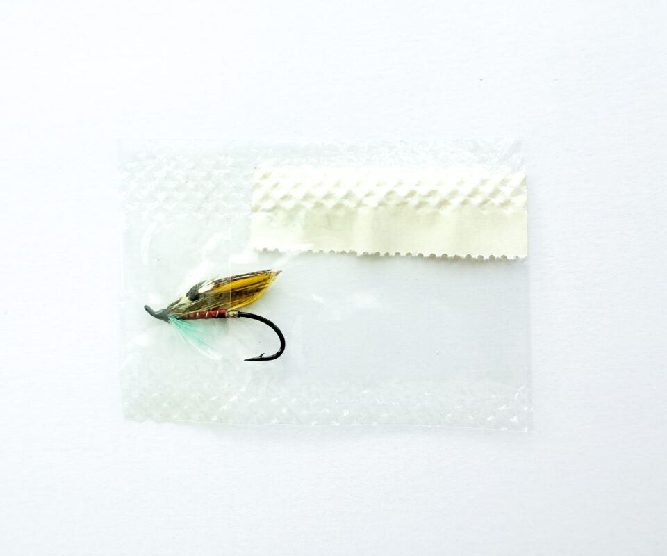 Alternative view of Hardy of Alnwick Logie (LW) Fully Dressed Salmon Fly 8 (Unused, In Original Sealed Packet, c.1960s)