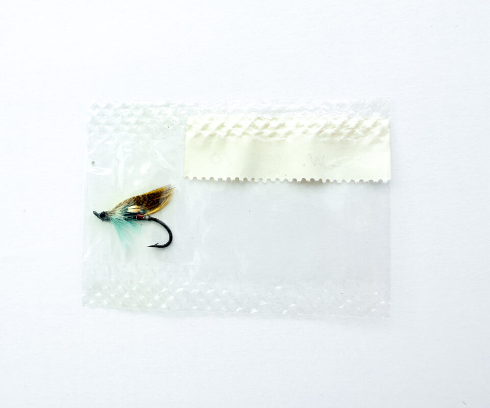 Alternative view of Hardy of Alnwick Logie (LW) Fully Dressed Salmon Fly 10 (Unused, In Original Sealed Packet, c.1960s)