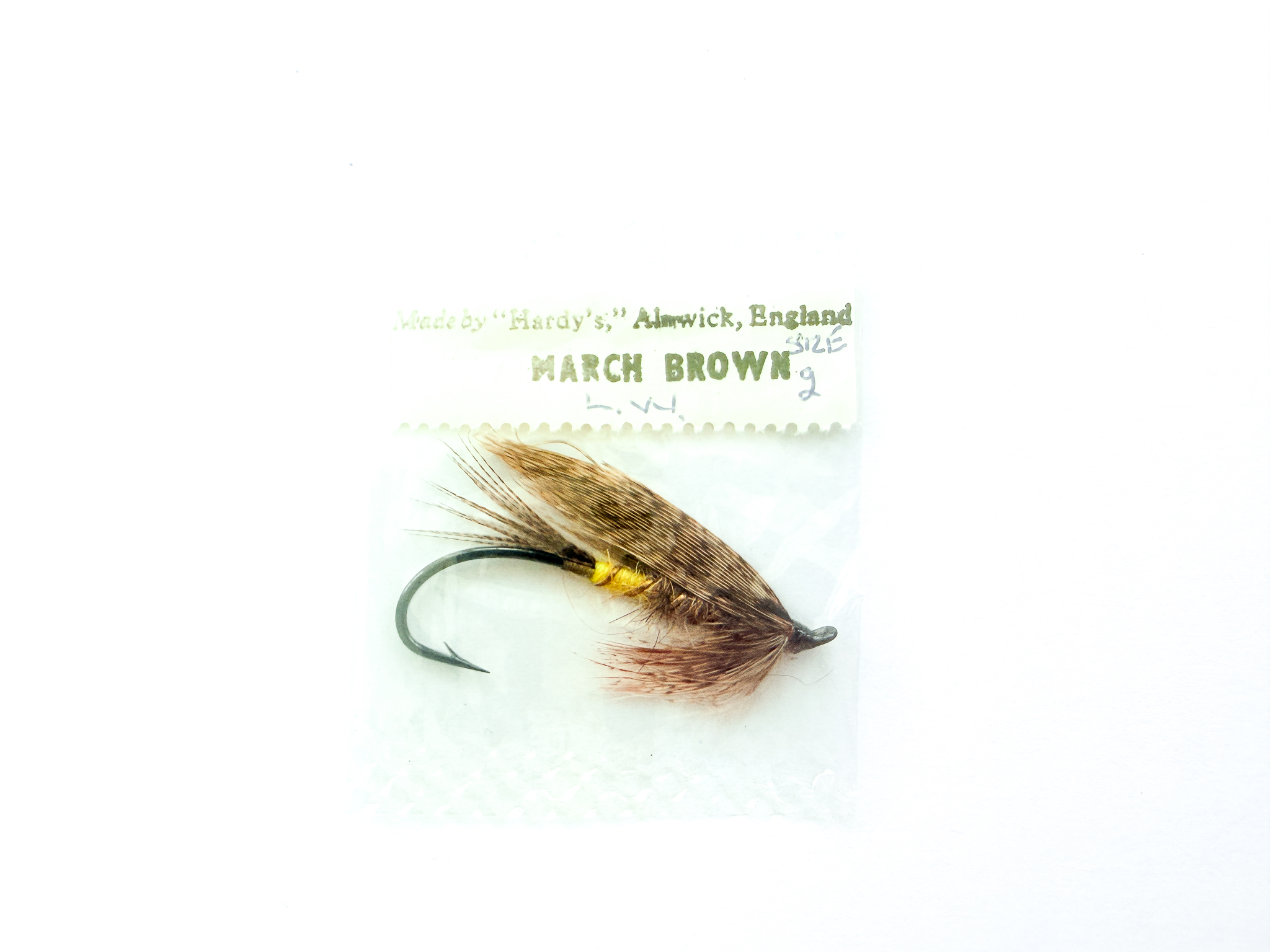 Hardy of Alnwick, March Brown (LW), Fully Dressed Salmon Fly 2 (Unused, In Original Sealed Packet, c.1960s)