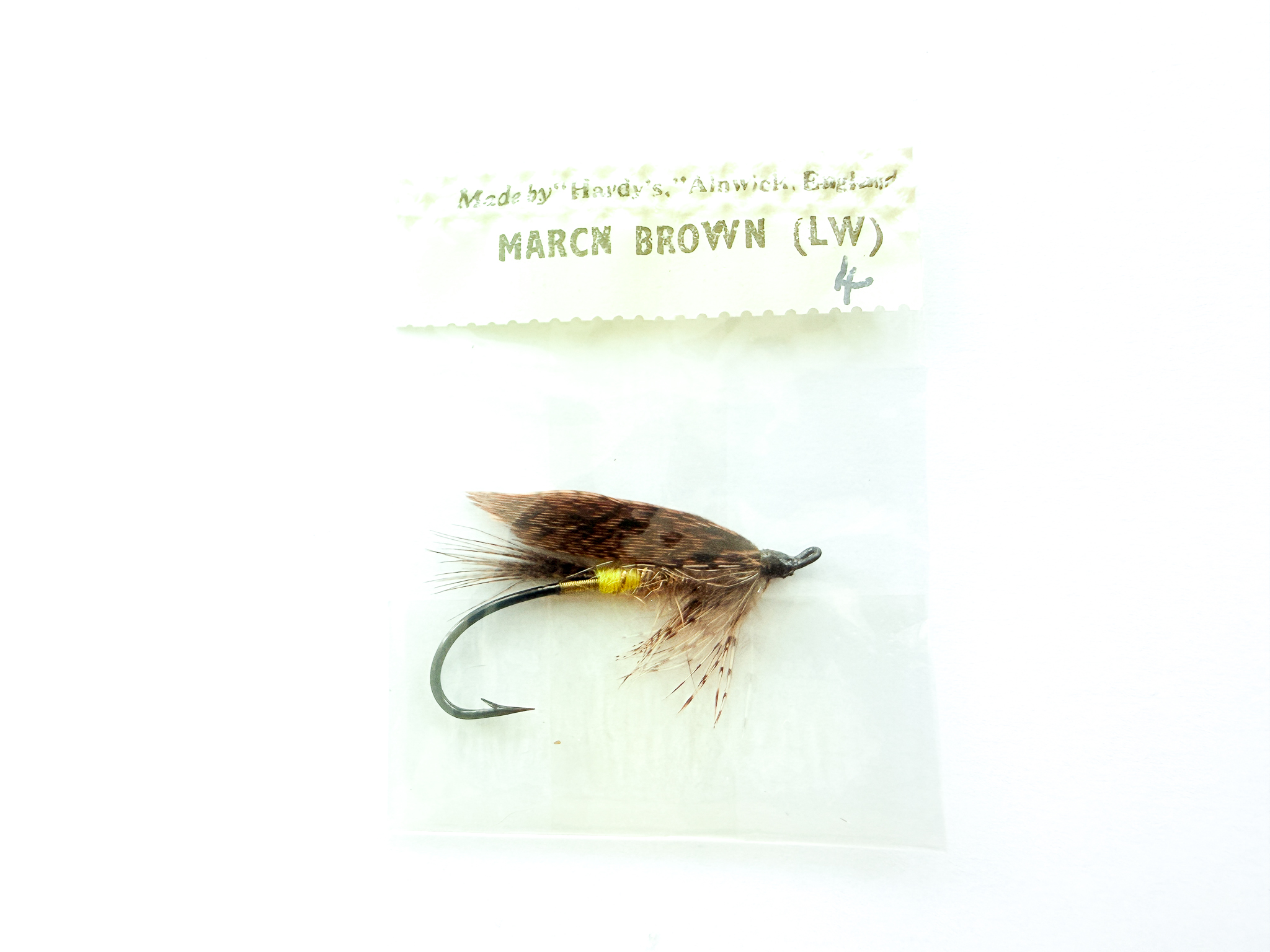 Hardy of Alnwick, March Brown (LW), Fully Dressed Salmon Fly 4 (Unused, In Original Sealed Packet, c.1960s)