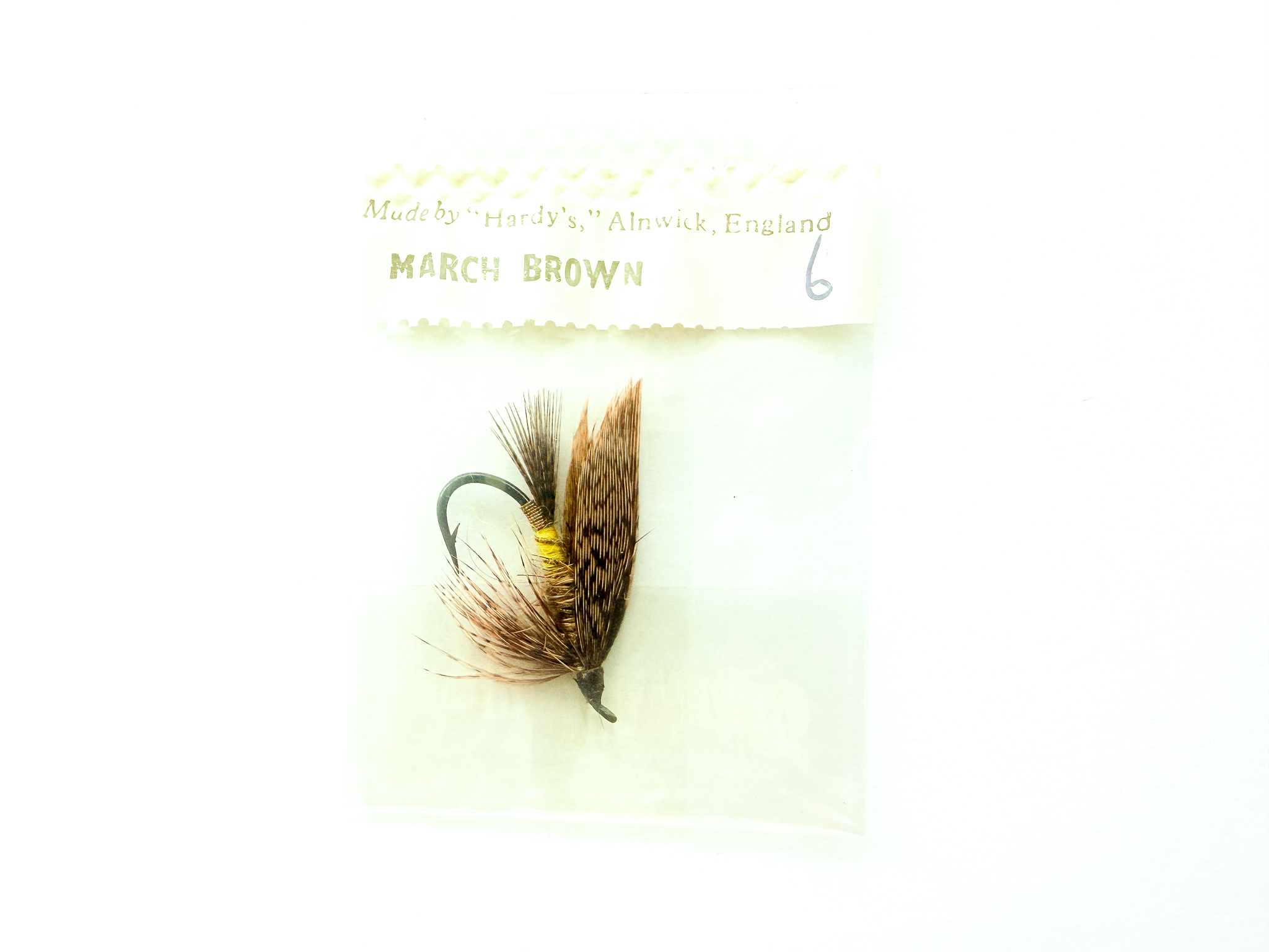 Hardy of Alnwick, March Brown, Fully Dressed Salmon Fly 6 (Unused, In Original Sealed Packet, c.1960s)