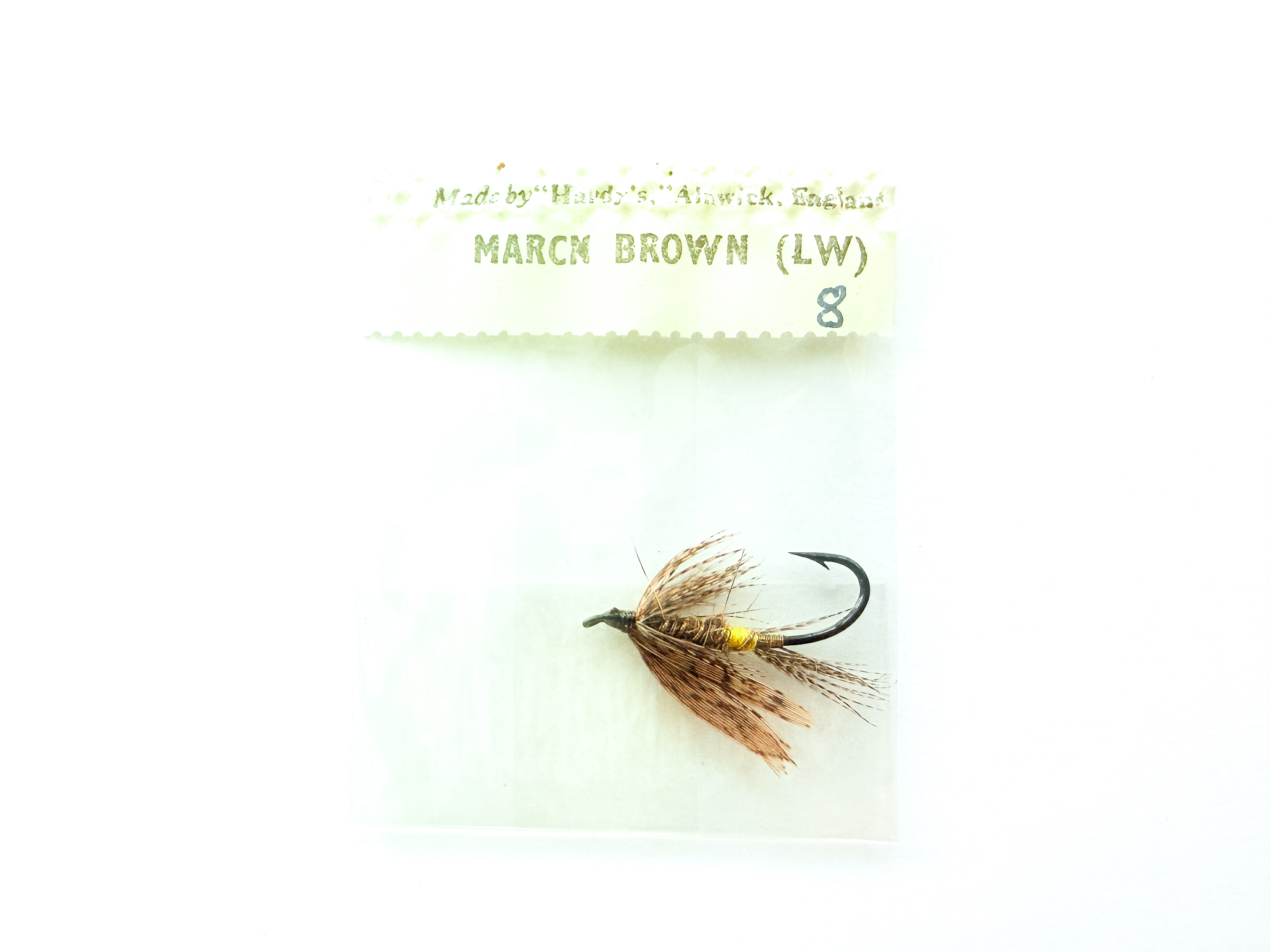 Hardy of Alnwick, March Brown (LW), Fully Dressed Salmon Fly 8 (Unused, In Original Sealed Packet, c.1960s)