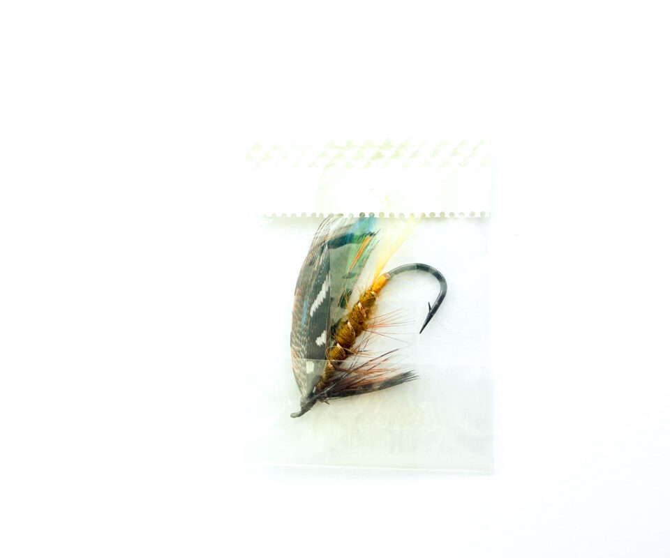 Alternative view of Hardy of Alnwick, Golden Olive, Fully Dressed Salmon Fly 1 (Unused, In Original Sealed Packet, c.1960s)