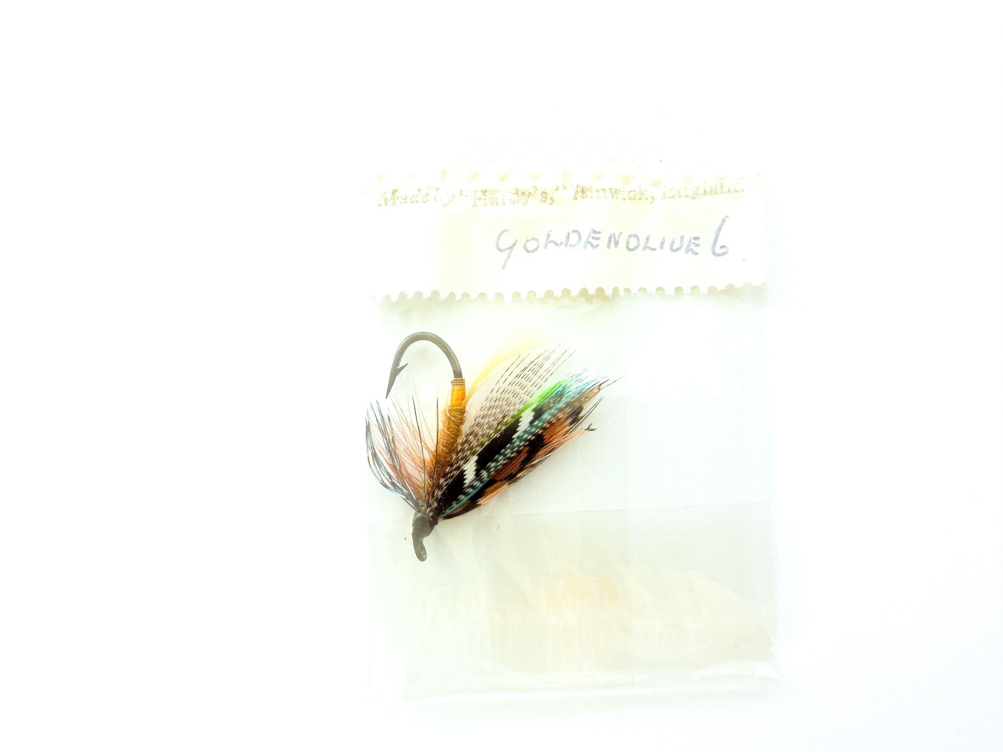 Hardy of Alnwick, Golden Olive, Fully Dressed Salmon Fly 6 (Unused, In Original Sealed Packet, c.1960s)