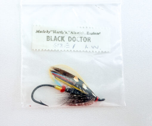 Hardy of Alnwick Black Doctor (LW) Fully Dressed Salmon Fly 1 (Unused, Original Hardy Tag, c.1960s)