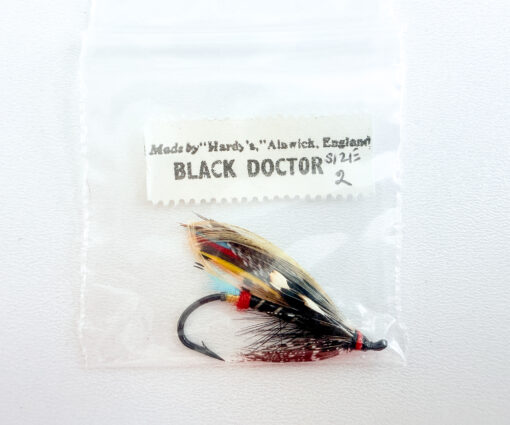 Hardy of Alnwick Black Doctor Fully Dressed Salmon Fly 2 (Unused, Original Hardy Tag, c.1960s)