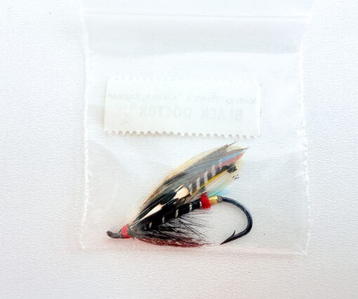 Alternative view of Hardy of Alnwick Black Doctor Fully Dressed Salmon Fly 2 (Unused, Original Hardy Tag, c.1960s)
