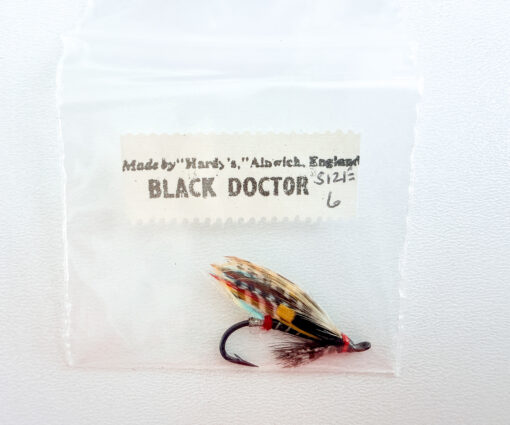 Hardy of Alnwick Black Doctor Fully Dressed Salmon Fly 6 (Unused, Original Hardy Tag, c.1960s)