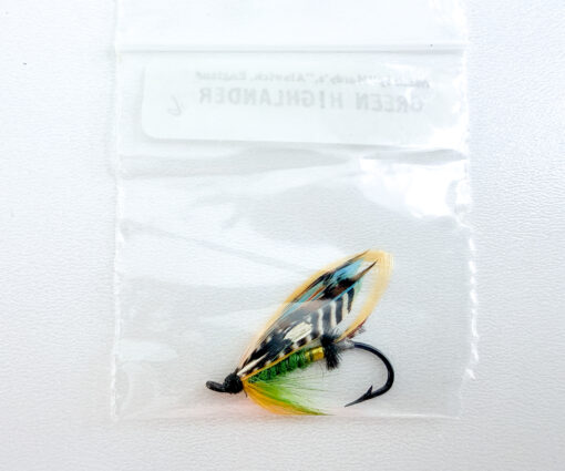 Alternative view of Hardy of Alnwick Green Highlander Fully Dressed Salmon Fly 6 (Unused, Original Hardy Tag, c.1960s)